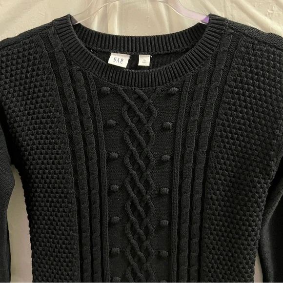 GAP KIDS DRESS, Size L / 10, Black Long Sleeve Cable Knit Sweater Dress. - Picture 2 of 13